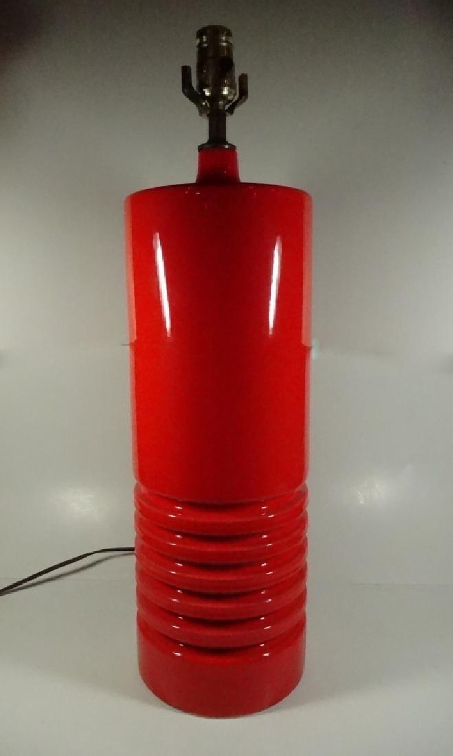 1970'S MODERN CERAMIC TABLE LAMP, RED ORANGE, (1 of 4)