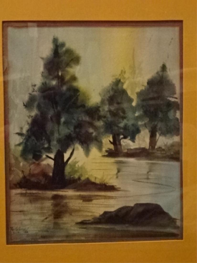 WATERCOLOR ON PAPER PAINTING, LANDSCAPE WITH RIVER, (1 of 6)