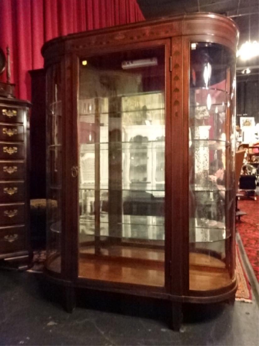 MARQUETRY DISPLAY CABINET, EARLY 20TH C. INTRICATELY (1 of 7)