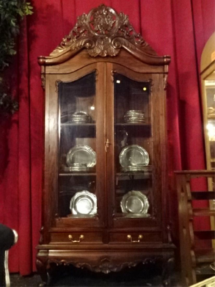 CHIPPENDALE STYLE CABINET, ELABORATELY CARVED CREST, 2 (1 of 8)