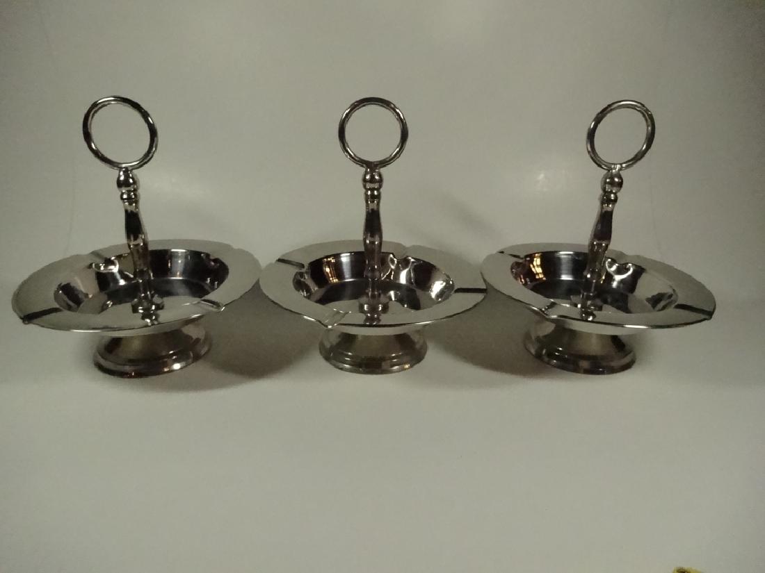 3 PC METAL ASHTRAYS WITH HANDLES (1 of 4)