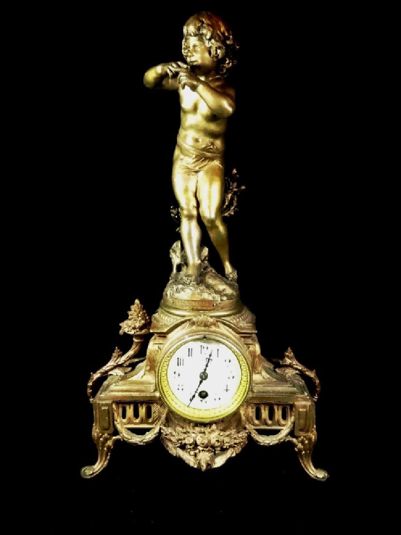 VINTAGE CLOCK WITH CUPID FIGURE AFTER AUGUSTE MOREAU, (1 of 12)