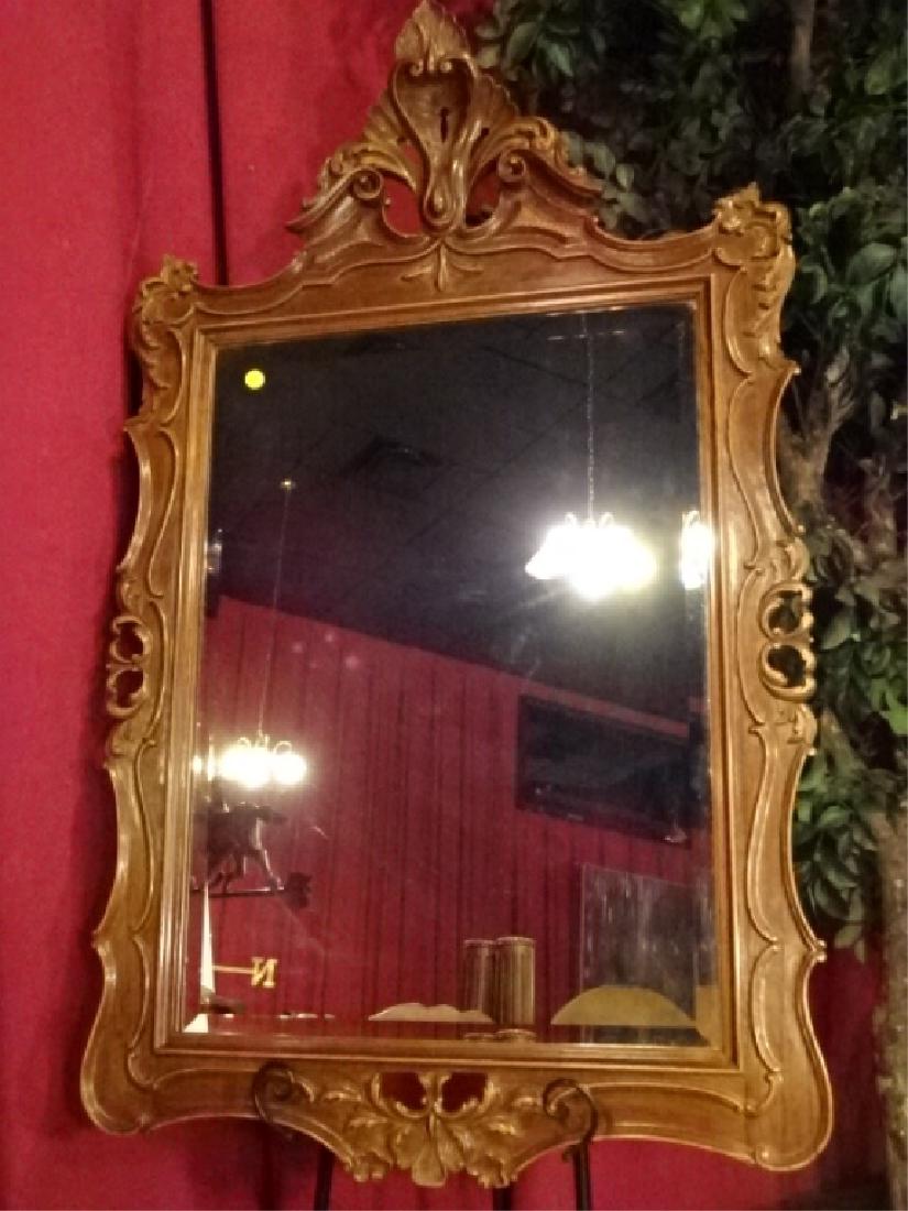 LARGE CARVED WOOD WALL MIRROR, EARLY 20TH C., VERY GOOD (1 of 6)