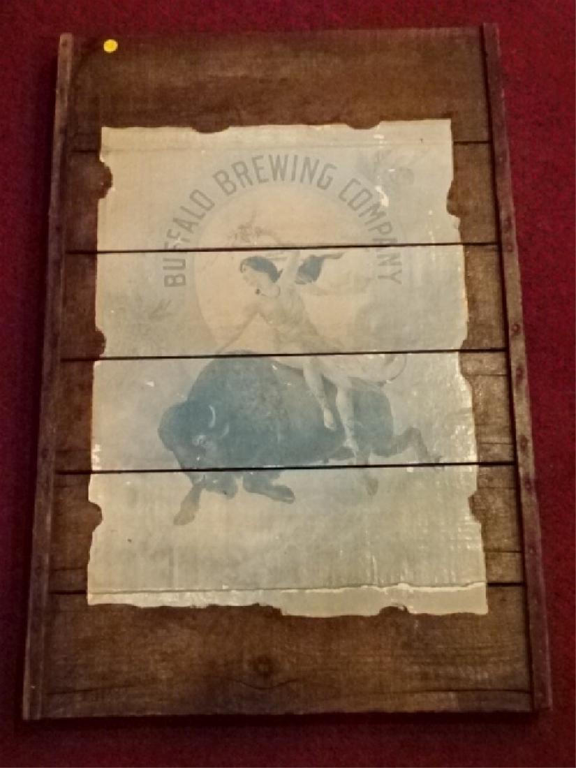 ANTIQUE WOOD RAISIN DRYING RACK, DECORATED WITH BUFFALO (1 of 5)