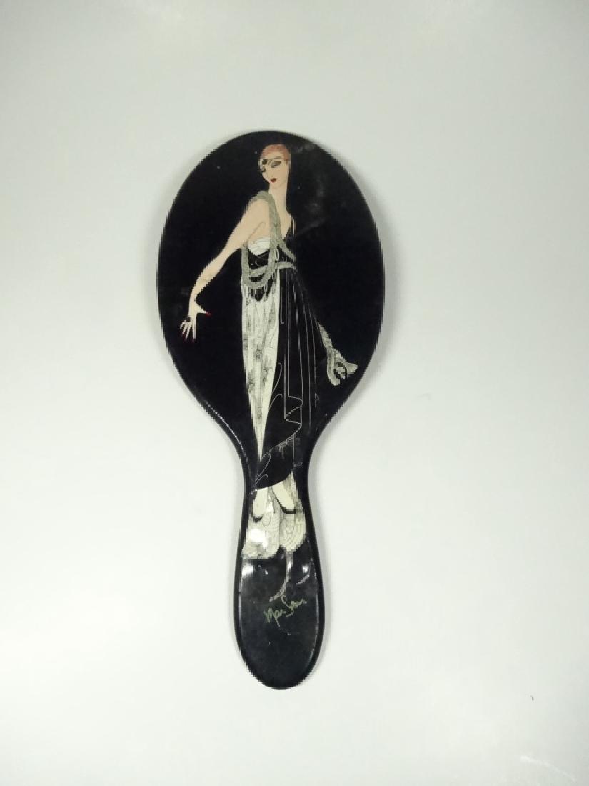 HAND MIRROR WITH ART DECO LADY DESIGN, SIGNED, SOME (1 of 8)