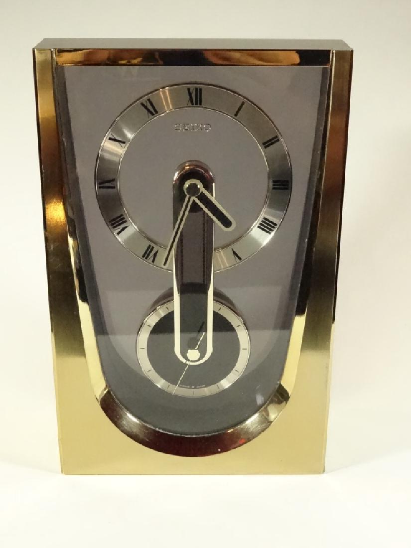 SEIKO BRASS CLOCK , VERY GOOD CONDITION, 9.5" X 6", (1 of 4)
