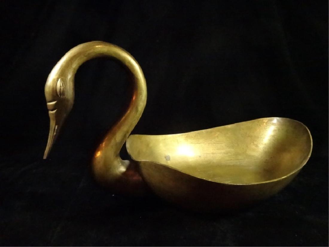 LARGE BRASS SWAN BOWL, MADE IN INDIA, APPROX 9.25" X (1 of 5)