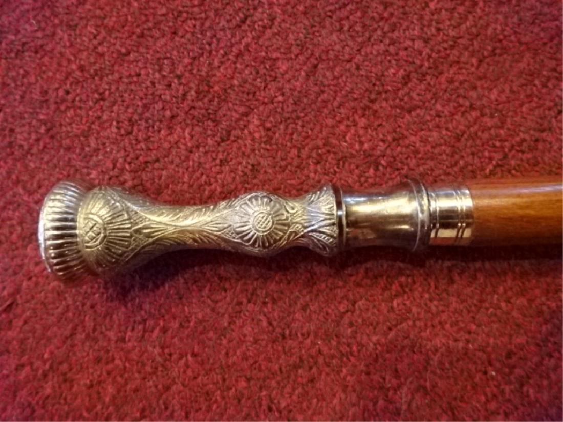 VINTAGE CANE / WALKING STICK, SILVER FINISH EMBOSSED (1 of 6)