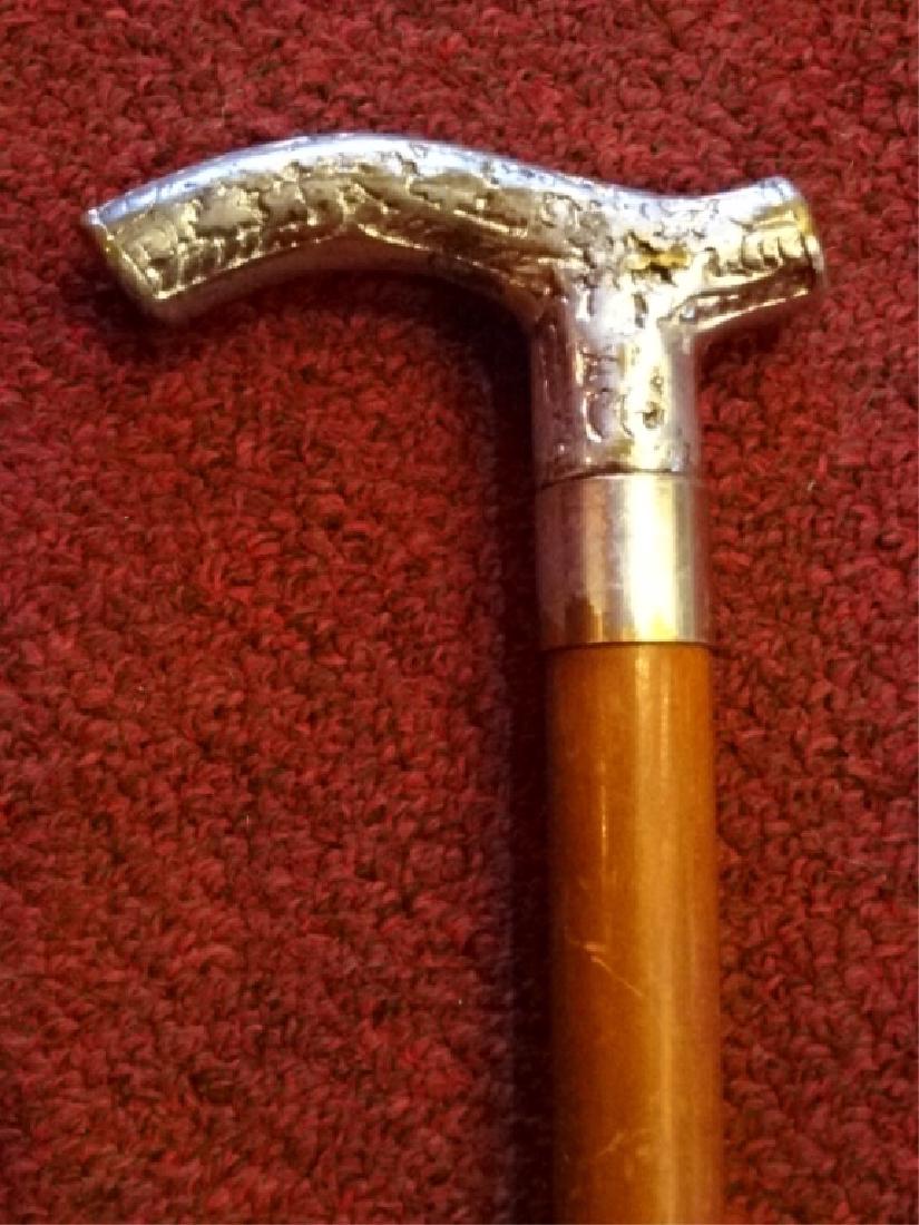 VINTAGE CANE / WALKING STICK, SILVER FINISH EMBOSSED (1 of 3)