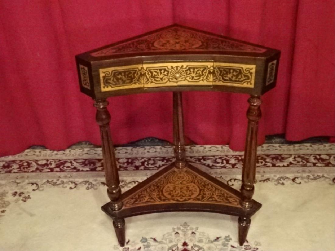 DUTCH MARQUETRY STYLE CORNER TABLE WITH UNDERTIER, VERY (1 of 5)
