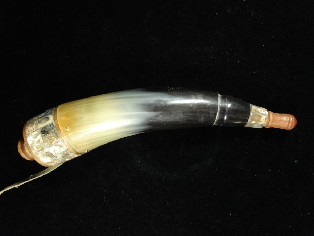 POWDER HORN WITH STRAP, VERY GOOD CONDITION, 12" X 3", (1 of 5)