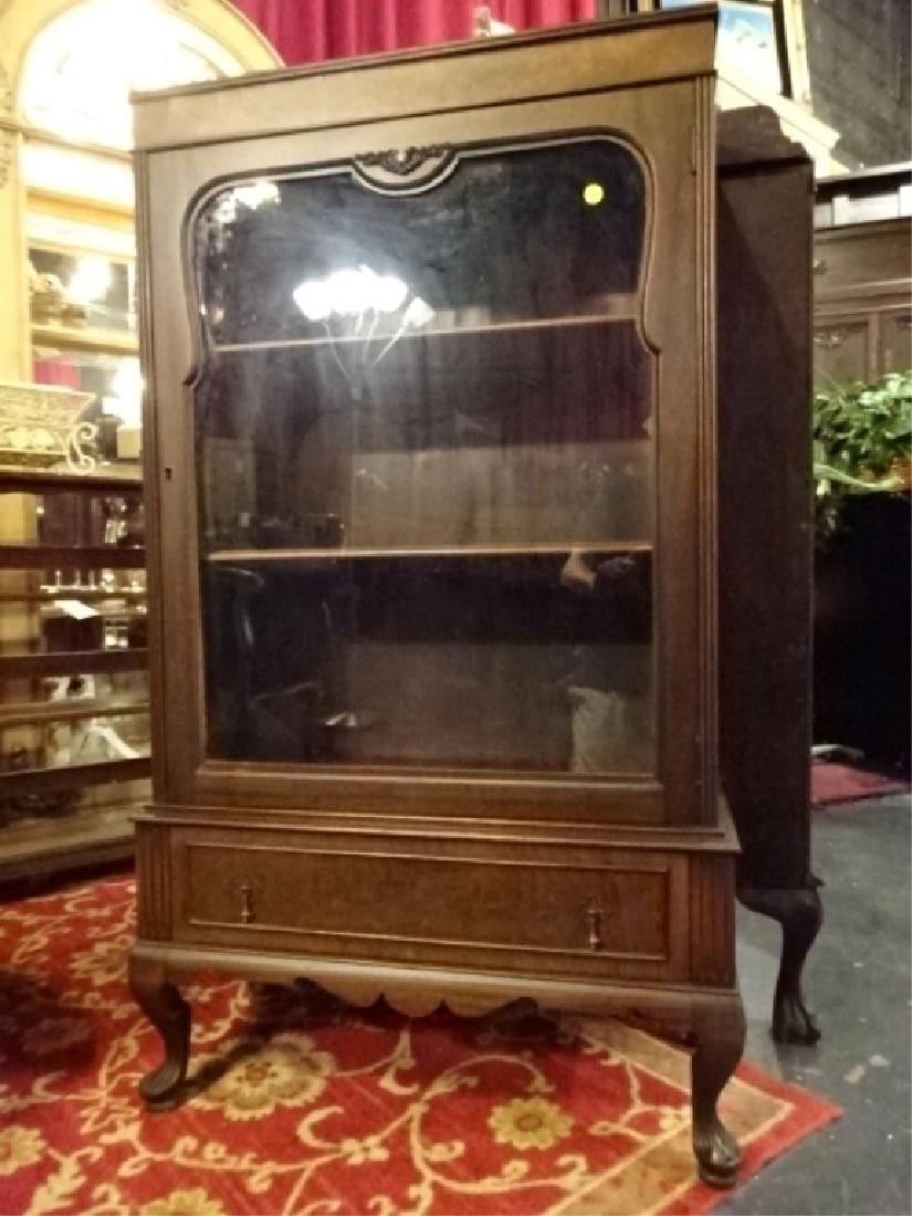ANTIQUE WOOD CABINET, SINGLE GLASS DOOR, WOOD SHELVES, (1 of 7)