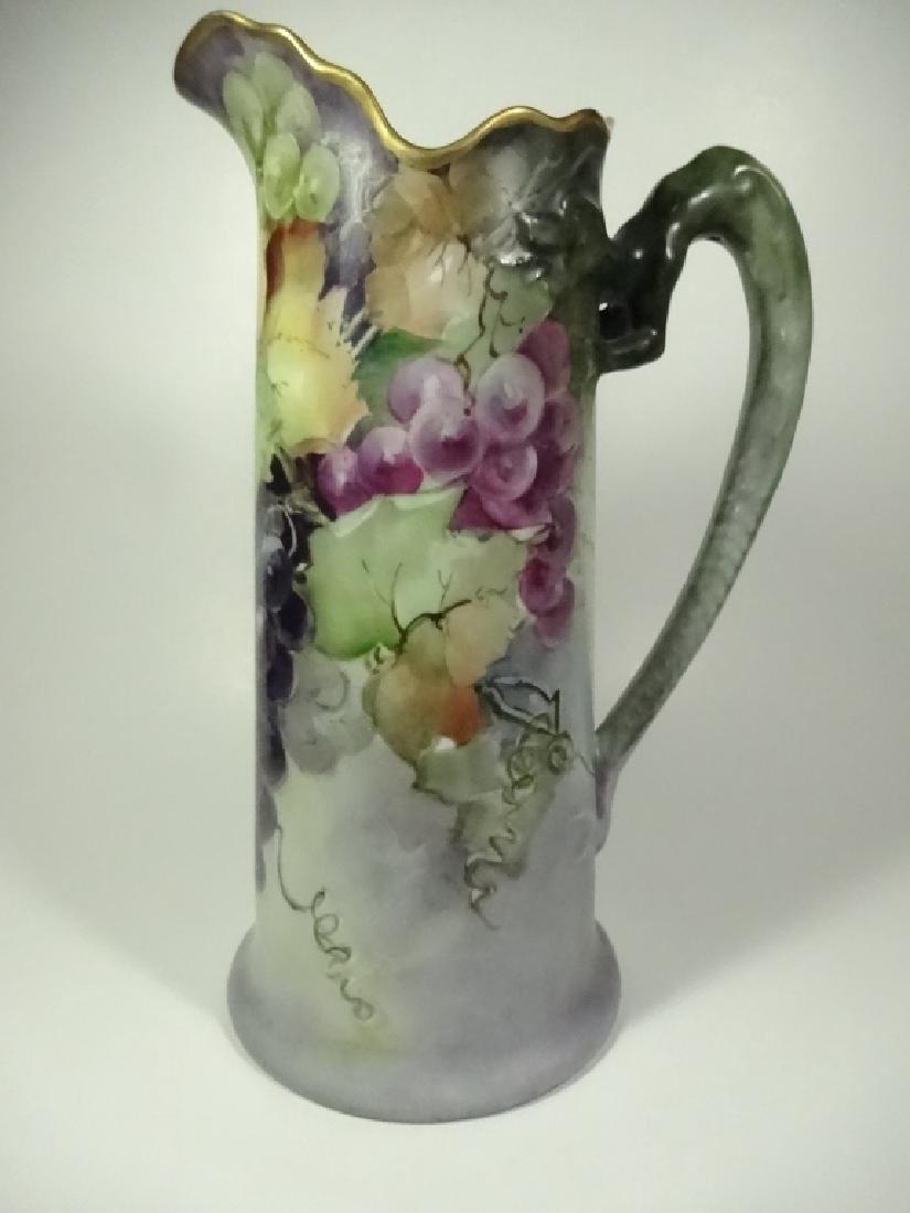 VINTAGE HAND PAINTED PITCHER, GRAPE DESIGN, DRAGON (1 of 11)