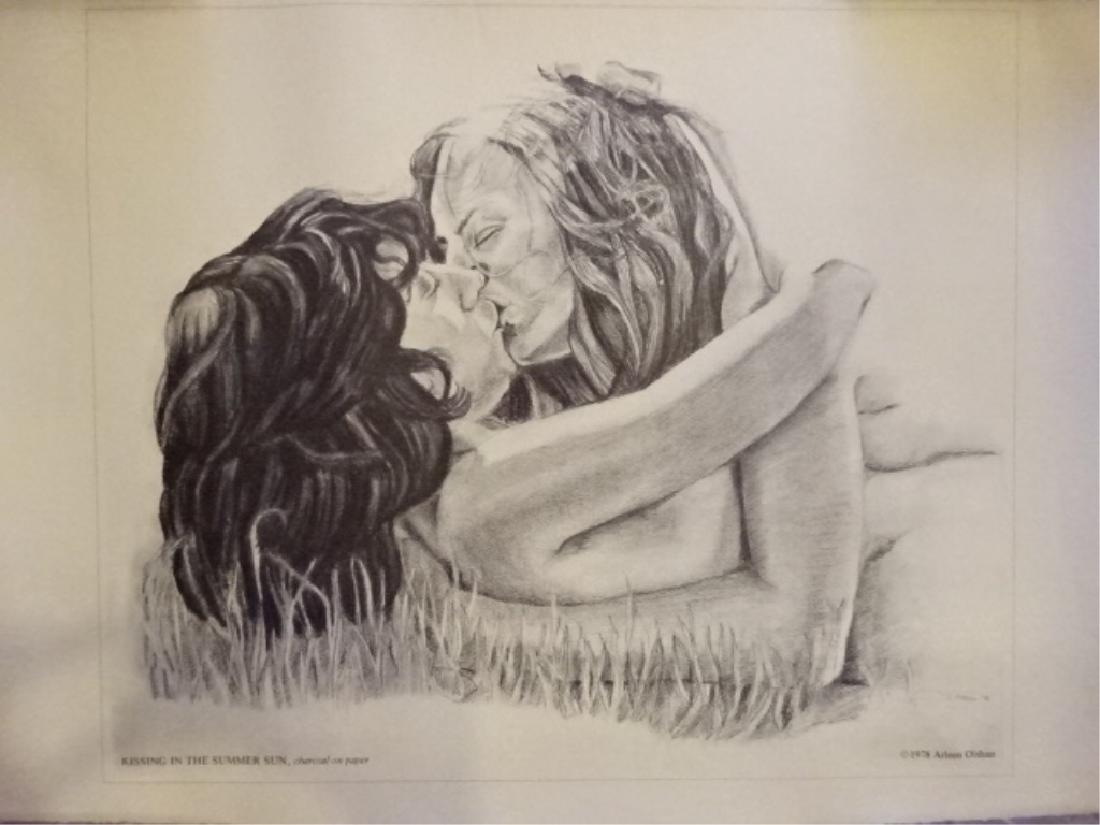 ARLEEN OLSHAN SIGNED LITHOGRAPH, "KISSING IN THE SUMMER (1 of 5)
