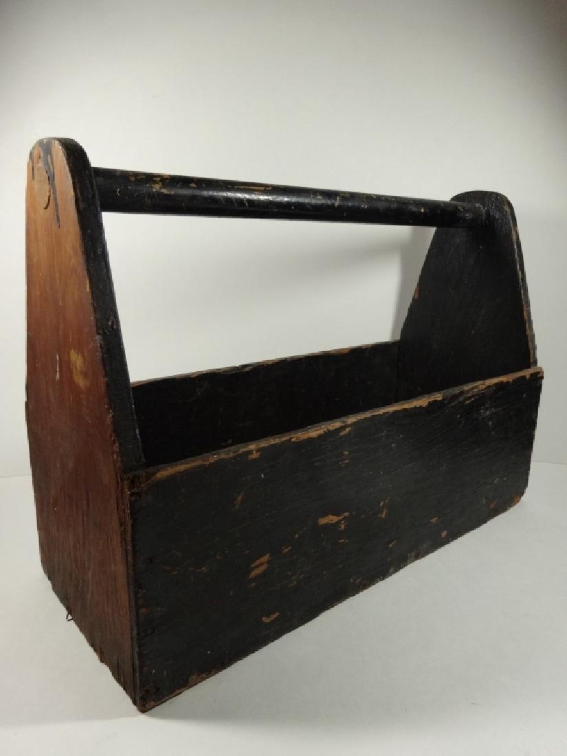 VINTAGE WOODEN TOOLBOX, SOME CHIPS TO FINISH, CRACK IN (1 of 9)