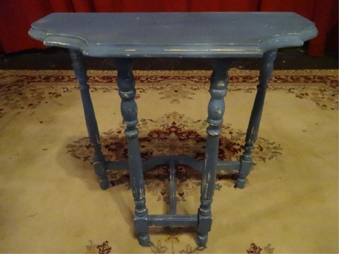 WOOD CONSOLE TABLE, LIGHT BLUE DISTRESSED PAINTED (1 of 4)