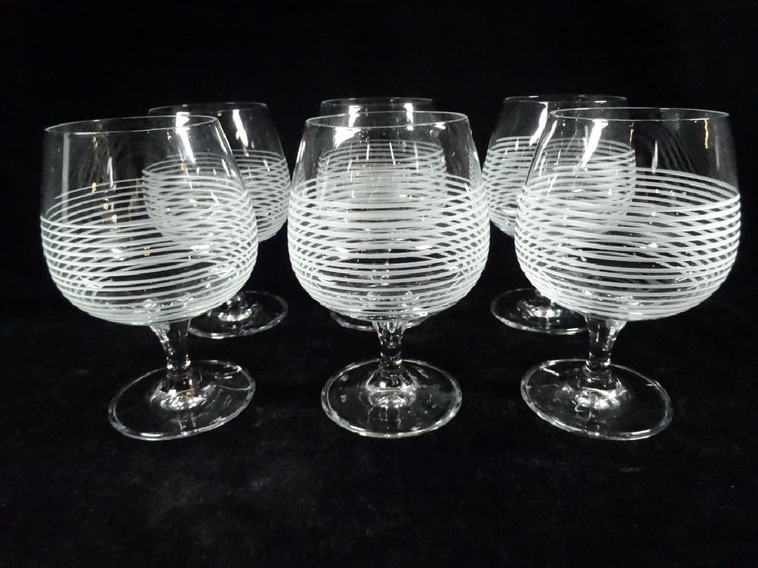 6 BRANDY SNIFTERS WITH ETCHED SWIRL DESIGN, APPROX 5 (1 of 3)