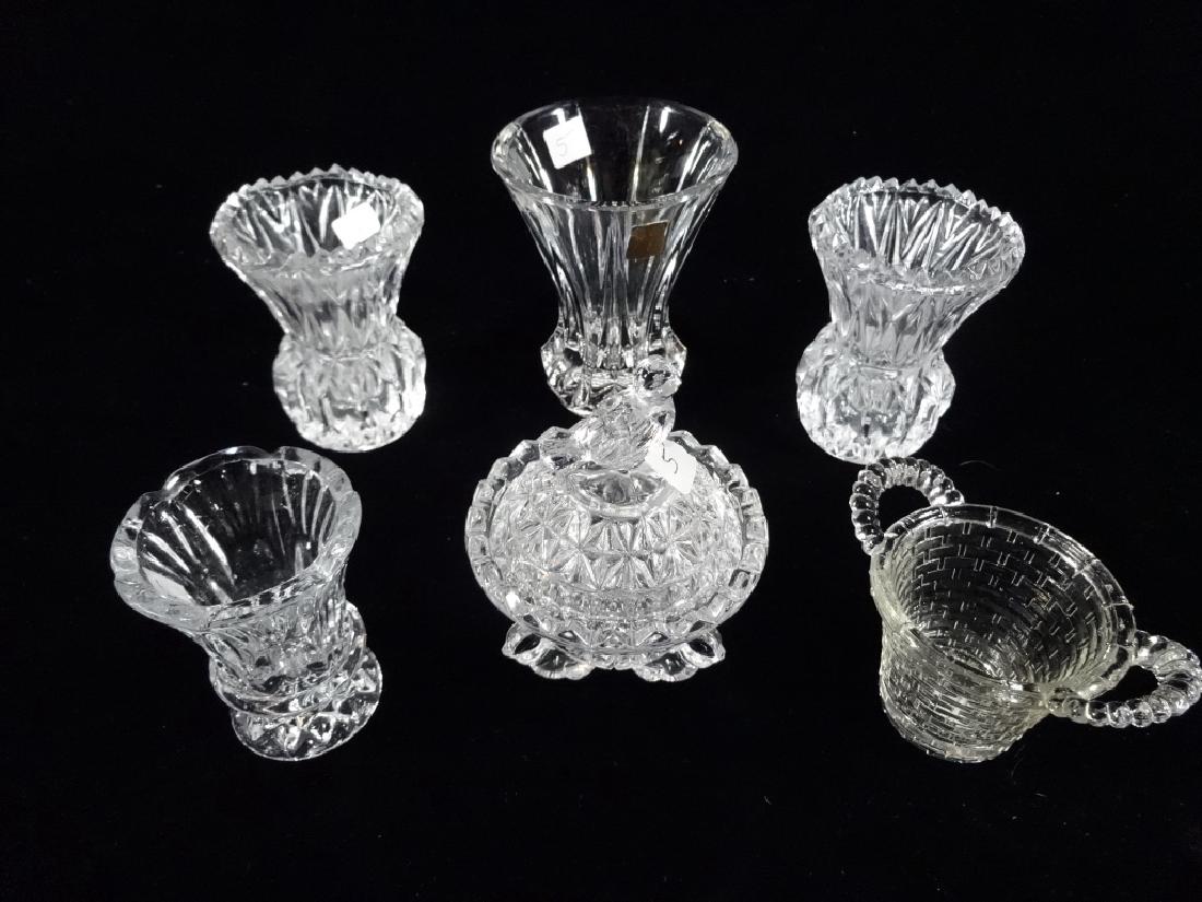 6 PC VINTAGE CRYSTAL SERVEWARE, TOOTHPICK HOLDERS AND (1 of 3)