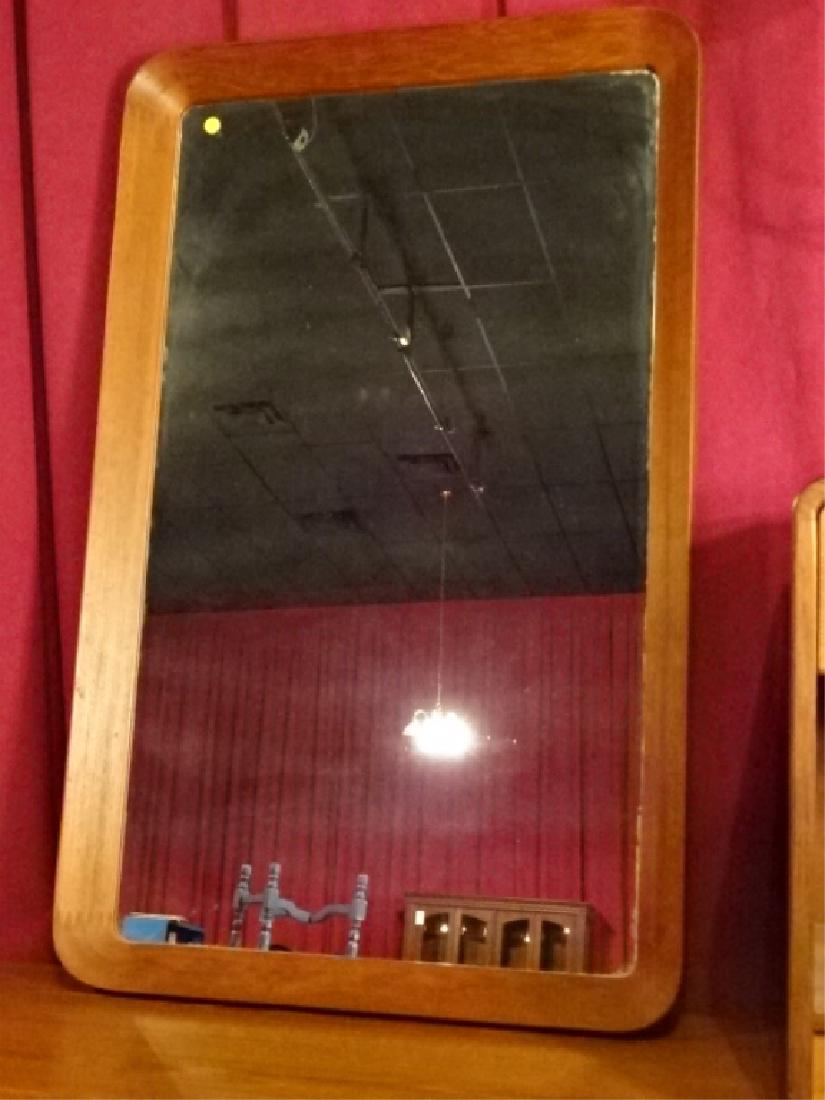 LARGE DANISH MODERN TEAK MIRROR, RECTANGULAR TEAK (1 of 5)