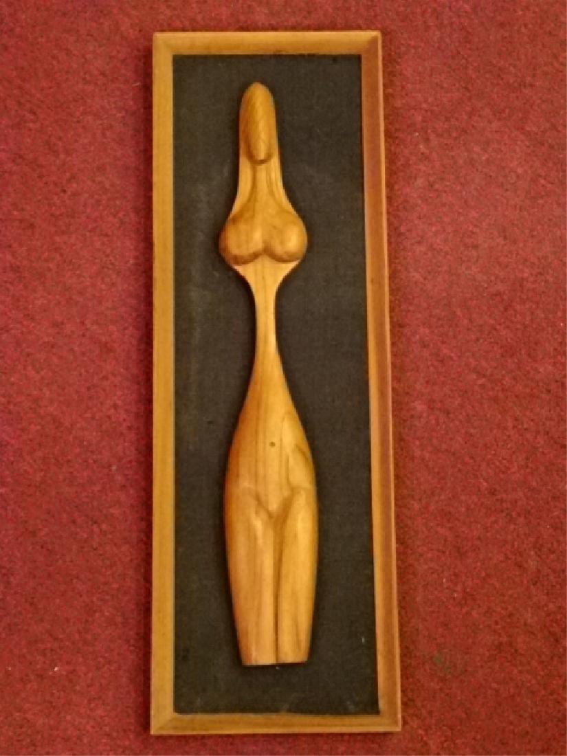 MID CENTURY TEAK WALL PLAQUE, FEMALE TORSO, CIRCA (1 of 4)