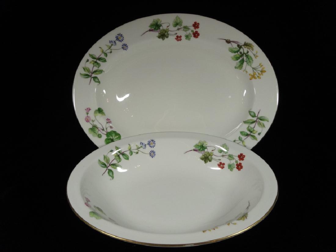 2 PC MINTON BONE CHINA BOWL & PLATTER, MEADOW PATTERN: 2 PC MINTON BONE CHINA BOWL & PLATTER, MEADOW PATTERN S-745, PLATTER APPROX 13.5" X 10.5", SKU233.12