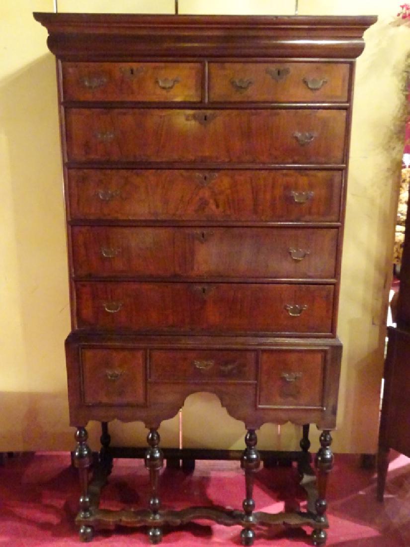 WILLIAM AND MARY CHEST ON STAND, 18TH C./ EARLY 19TH (1 of 11)