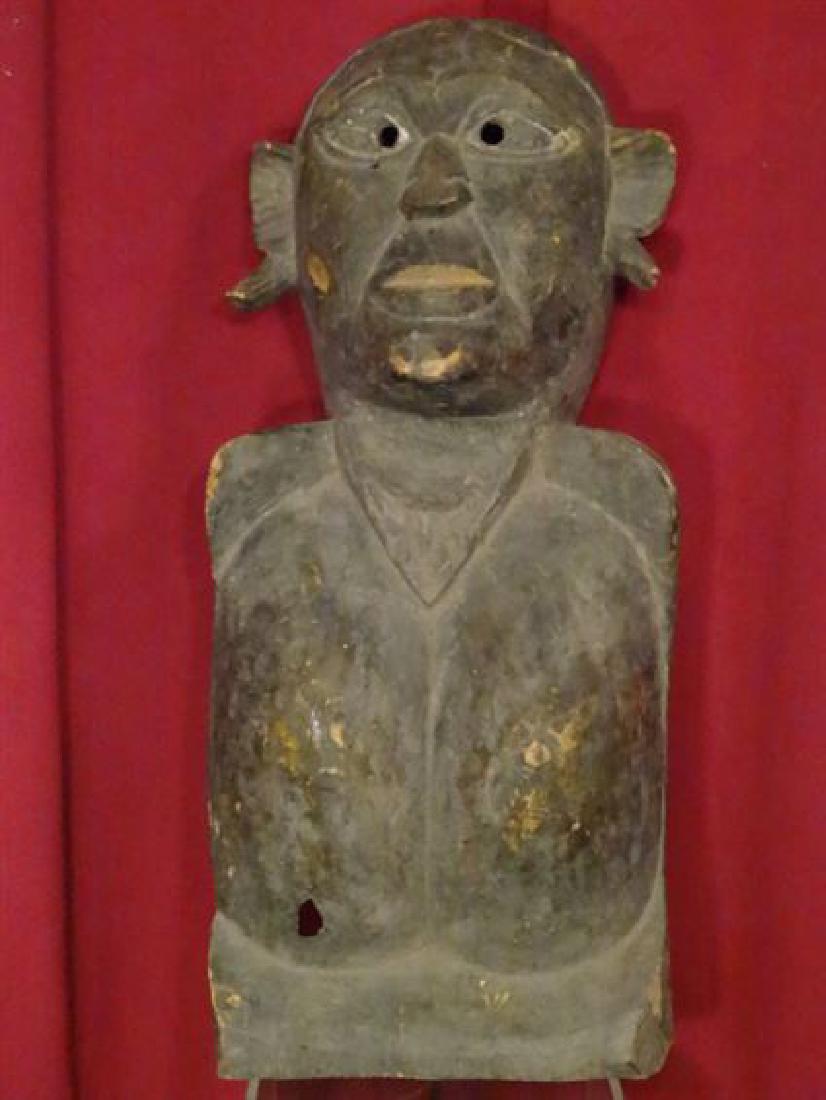 LARGE AFRICAN CARVED WOOD WALL SCULPTURE, FIGURAL BUST, (1 of 6)