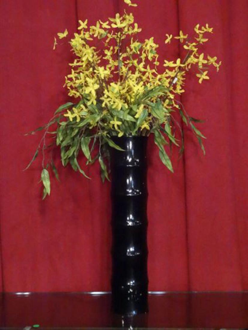 LARGE DARK WOOD BAMBOO MOTIF VASE, EXCELLENT CONDITION, (1 of 5)