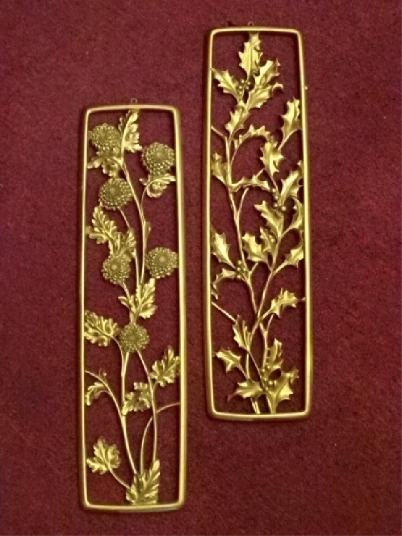 PAIR CHINESE STYLE WALL PLAQUES, CIRCA 1960's, GOLD (1 of 3)