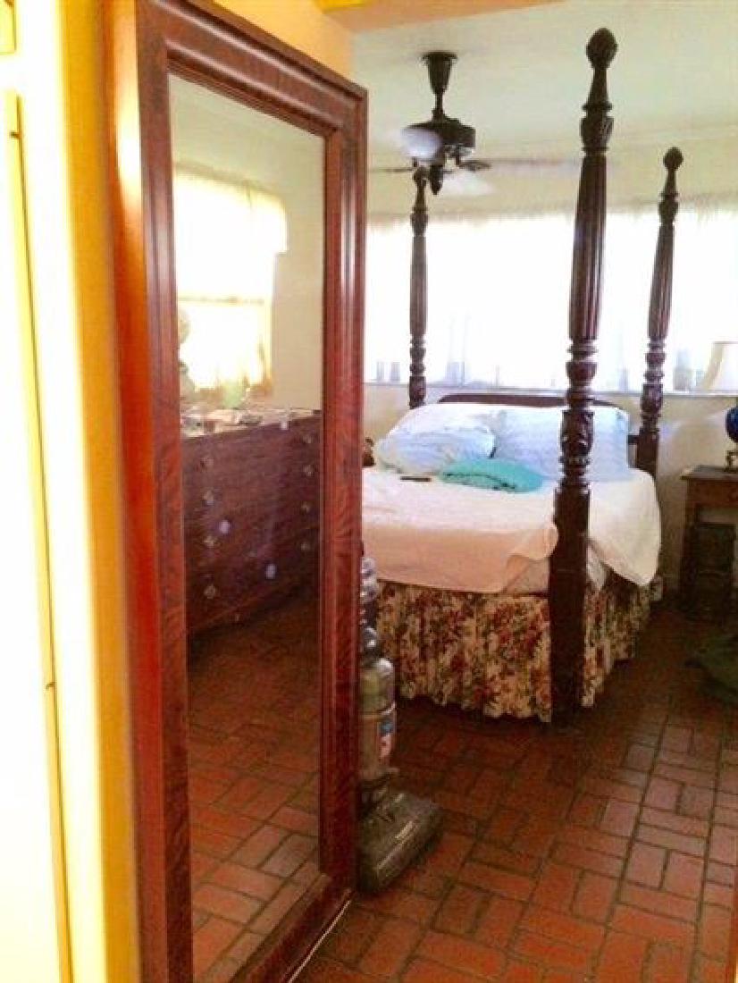 ANTIQUE QUEEN MAHOGANY 4 POST RICE BED, WITH HEADBOARD, (1 of 1)