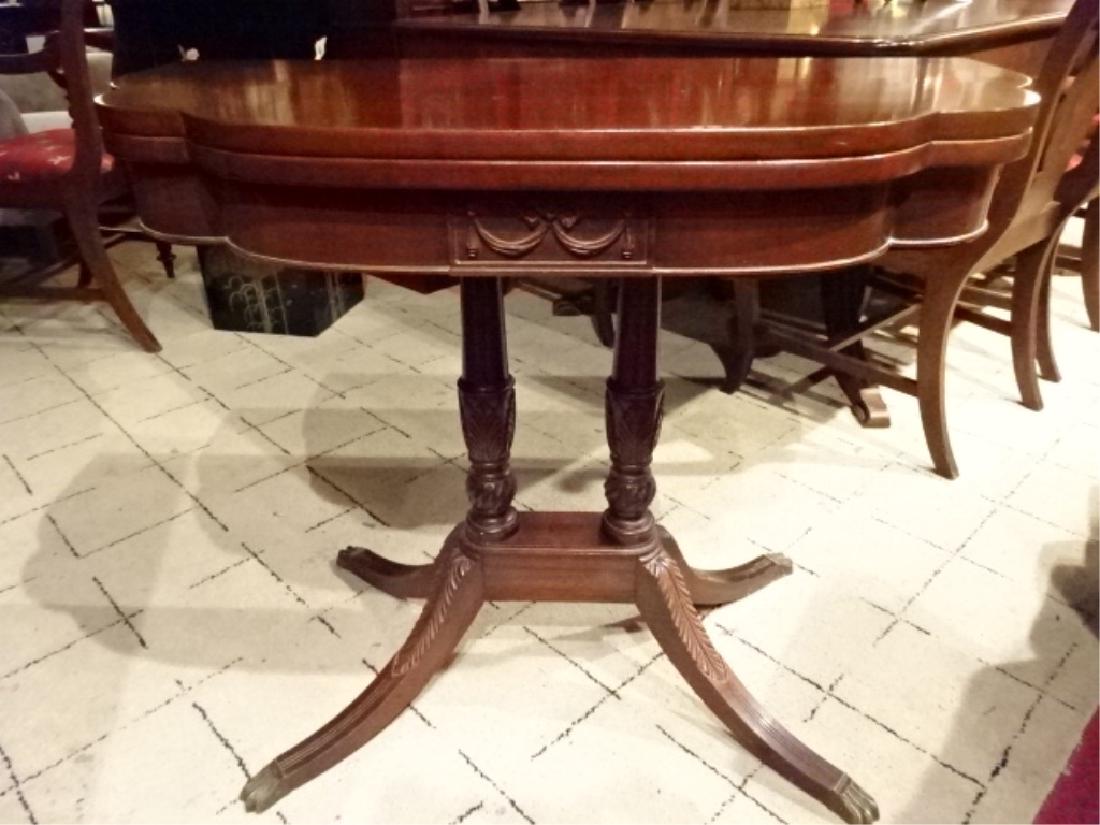 FLIP TOP TABLE, REEDED LEGS, BRASS PAW FEET, VERY GOOD (1 of 5)