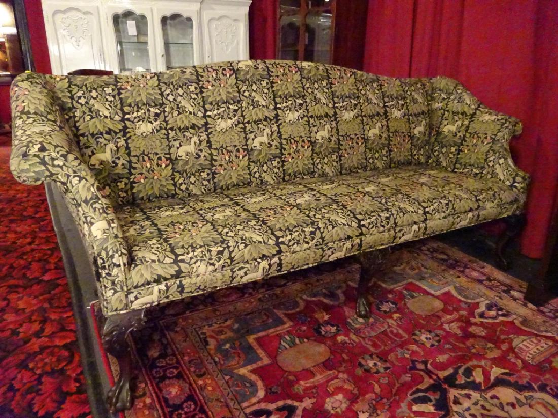 GEORGIAN STYLE CHIPPENDALE CAMEL BACK SOFA, CIRCA 1890, (1 of 11)