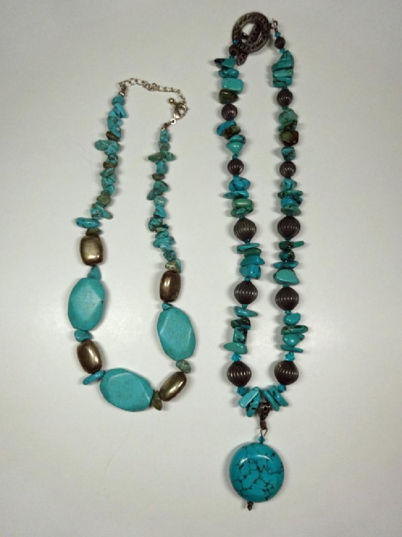 2 PC TURQUOISE NECKLACES, ONE APPROX 16"L, ONE APPROX (1 of 4)