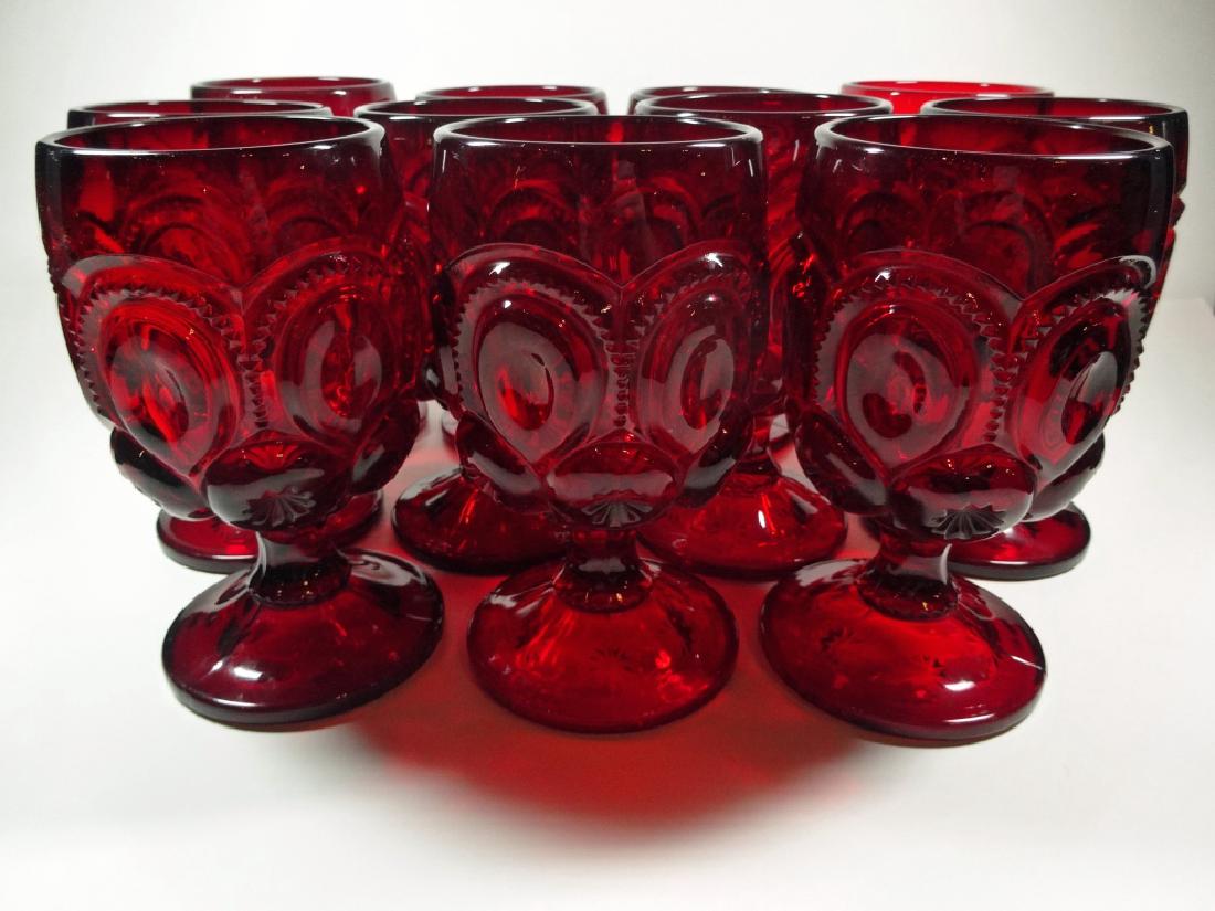 11 PC ANTIQUE CRANBERRY GLASS GOBLETS, HANDCRAFTED WITH (1 of 3)