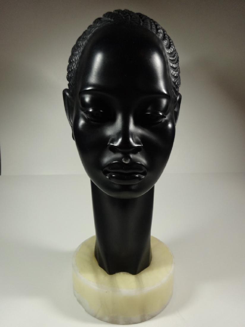 LARGE AFRICAN WOMAN BUST, ON MARBLE BASE, APPROX 13"H (1 of 7)