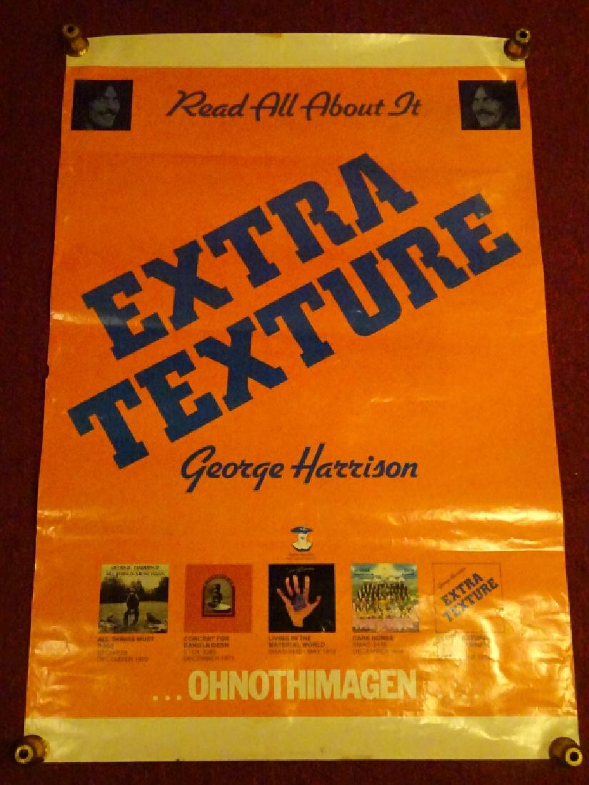 1970's VINTAGE GEORGE HARRISON EXTRA TEXTURE POSTER,: 1970's VINTAGE GEORGE HARRISON EXTRA TEXTURE POSTER, VERY GOOD CONDITION WITH NO CREASES, SOME MINOR WEAR AROUND EDGES, 36" X 24", SKU5229.04