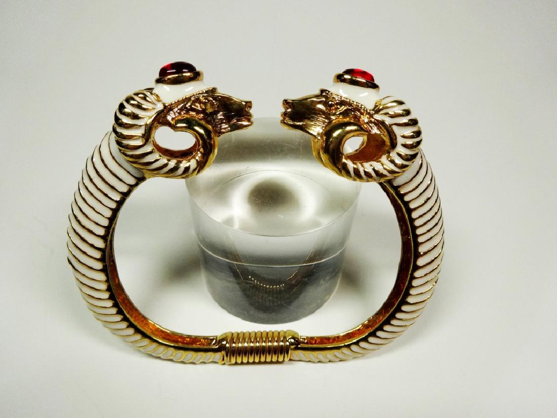 KENNETH JAY LANE CLAMPER BANGLE BRACELET, RAM'S HEAD (1 of 4)
