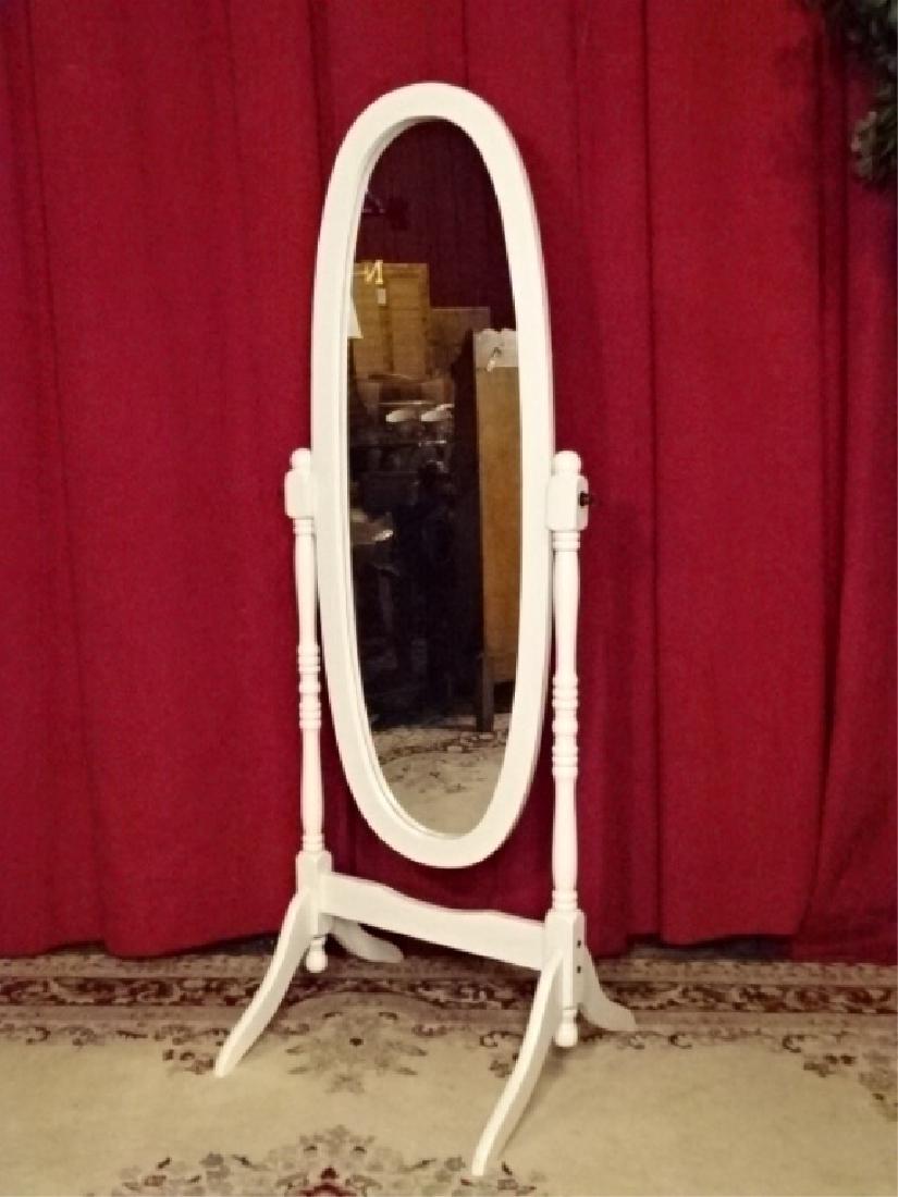 WHITE PAINTED WOOD FLOOR TILT MIRROR, VERY GOOD (1 of 4)
