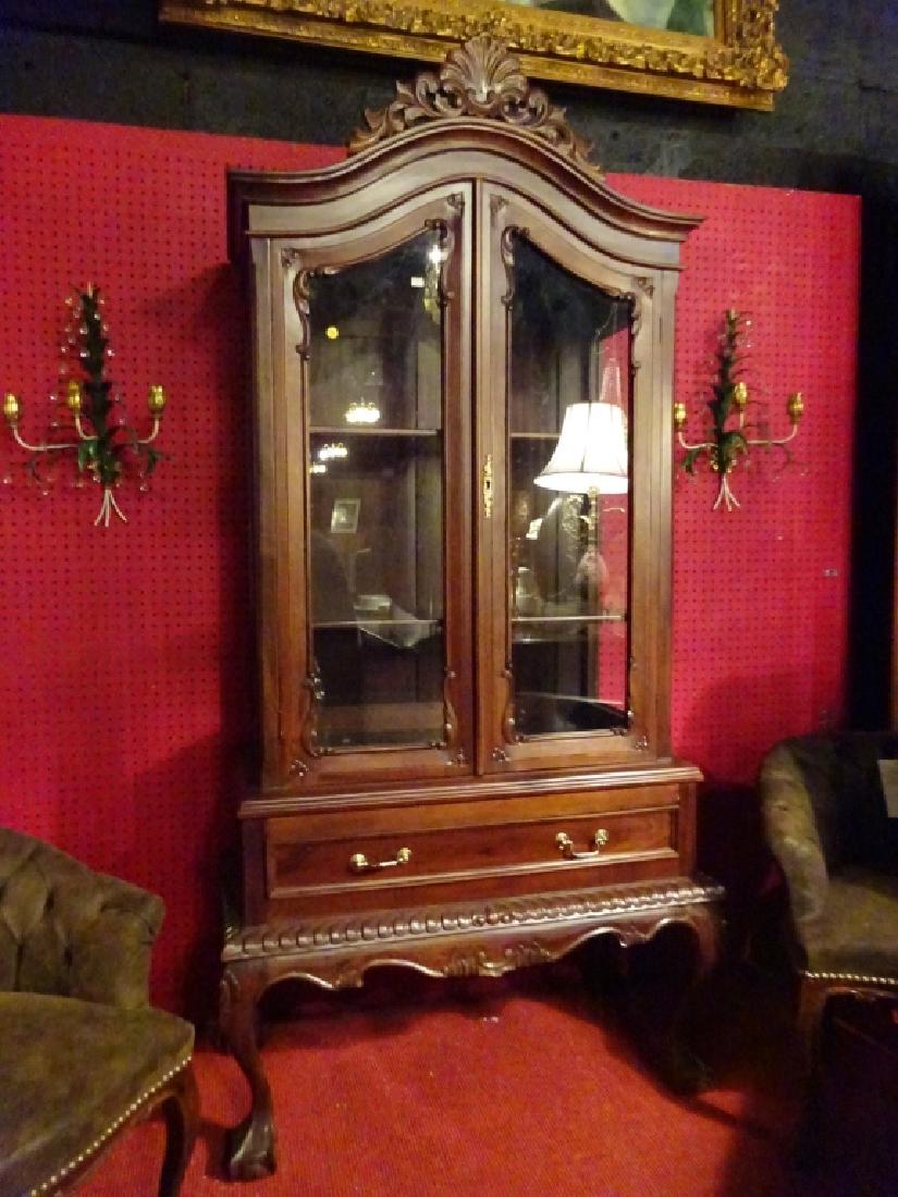 CHIPPENDALE STYLE DISPLAY CABINET, 2 GLASS DOORS ABOVE (1 of 11)