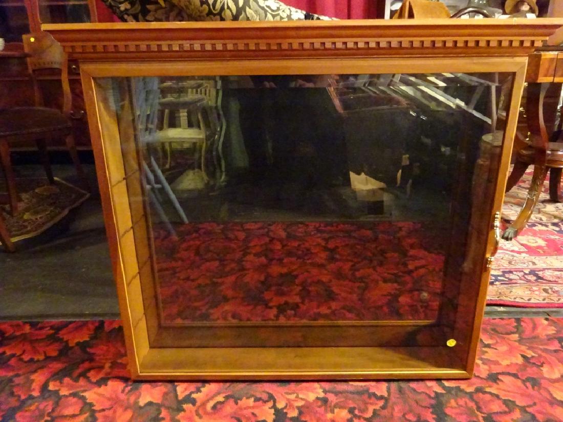 LIGHTED GLASS AND WOOD WALL DISPLAY CABINET, SINGLE (1 of 4)