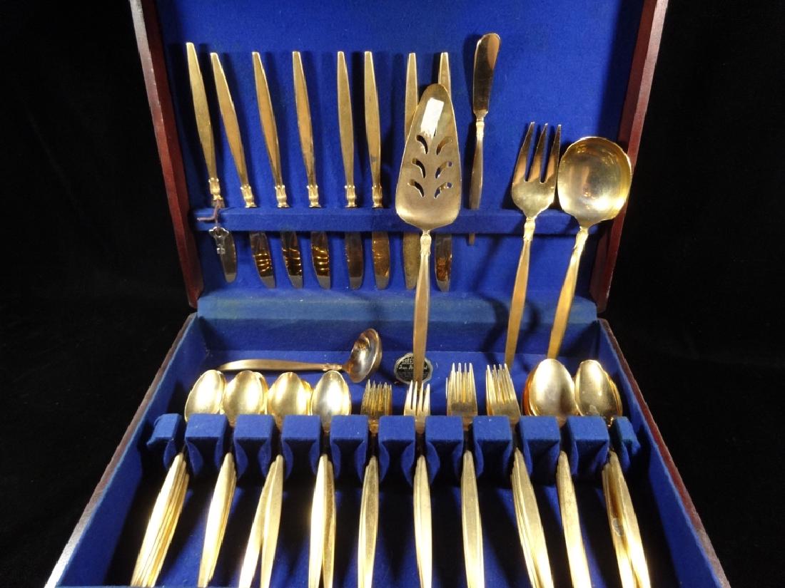 54 PC GOLD TONE FLATWARE, INCLUDES 8 KNIVES, 8 FORKS, 8 (1 of 9)