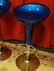 2 MODERN HYDRAULIC BARSTOOLS, BLUE MOULDED TOP, CHROME - 2