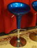 2 MODERN HYDRAULIC BARSTOOLS, BLUE MOULDED TOP, CHROME - 3