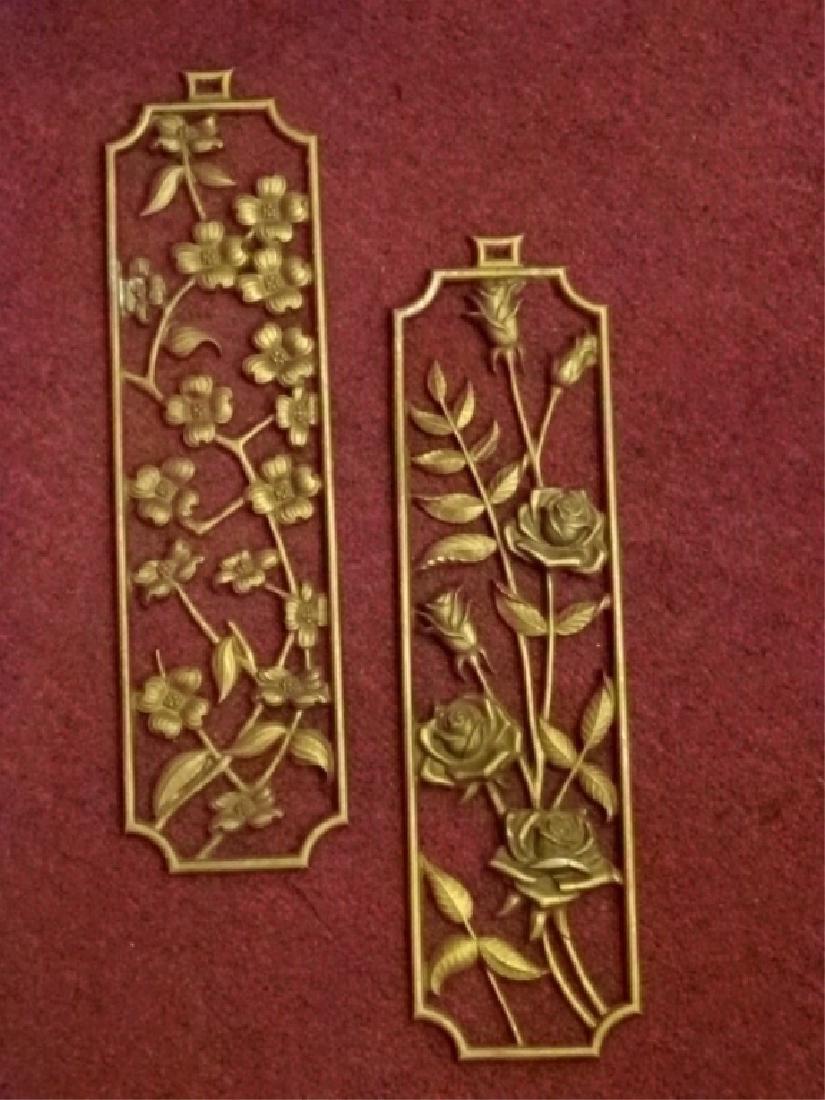 PAIR CHINESE STYLE WALL PLAQUES, CIRCA 1960's, GOLD (1 of 3)