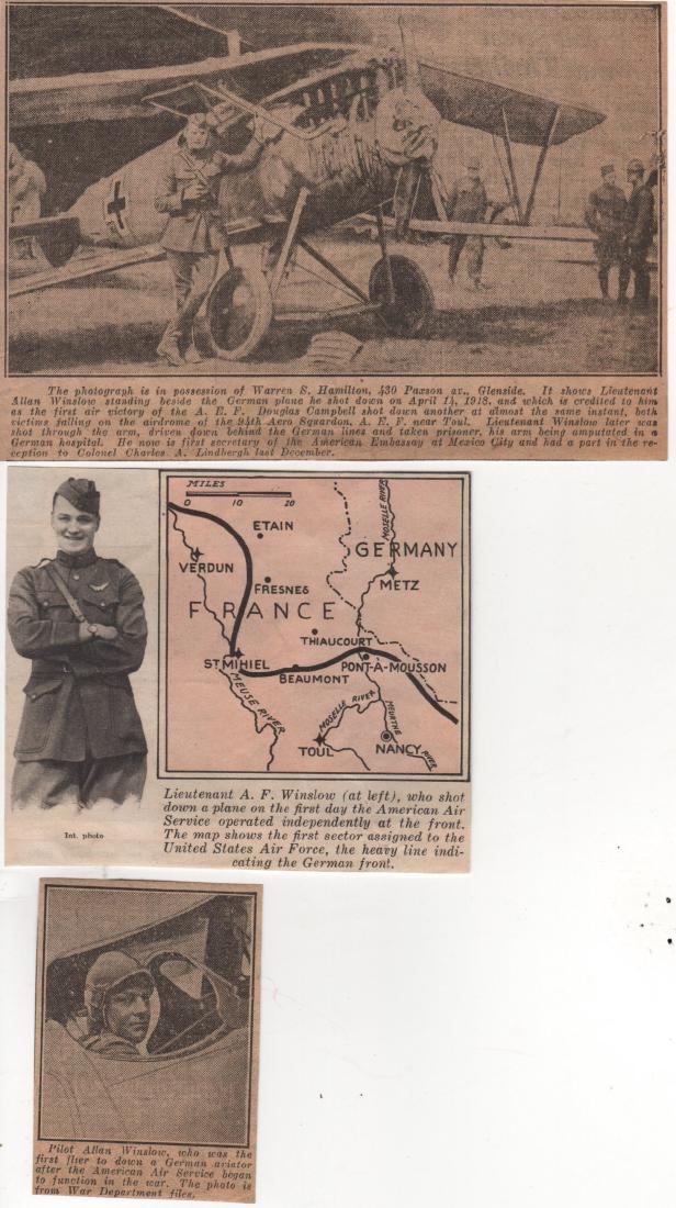 WINSLOW ALAN: (1895-1933) American Aviator, the first (1 of 1)