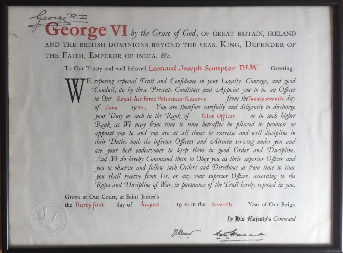 [SUMPTER LEONARD]: (1911-1993) British Royal Air Force (1 of 1)