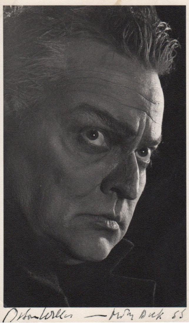 [MOBY DICK]: WELLES ORSON (1915-1985) American Actor &: [MOBY DICK]: WELLES ORSON (1915-1985) American Actor & Film Director, Academy Award winner. A good vintage signed postcard photograph of Welles in a close-up portrait pose in costume as Father Mapple