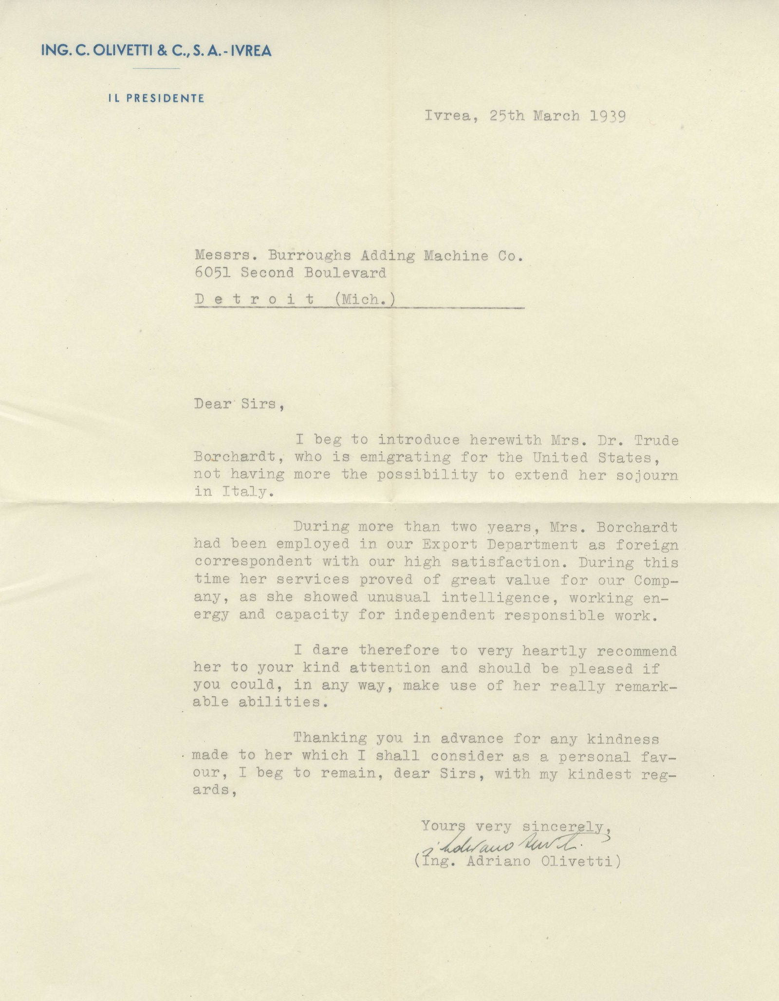 OLIVETTI ADRIANO: (1901-1960) (1 of 1)