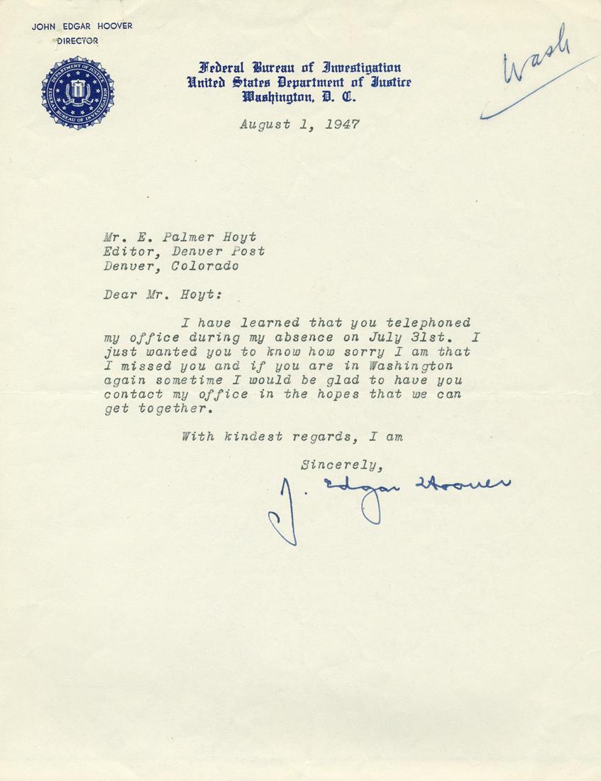 HOOVER J. EDGAR: (1895-1972) (1 of 1)