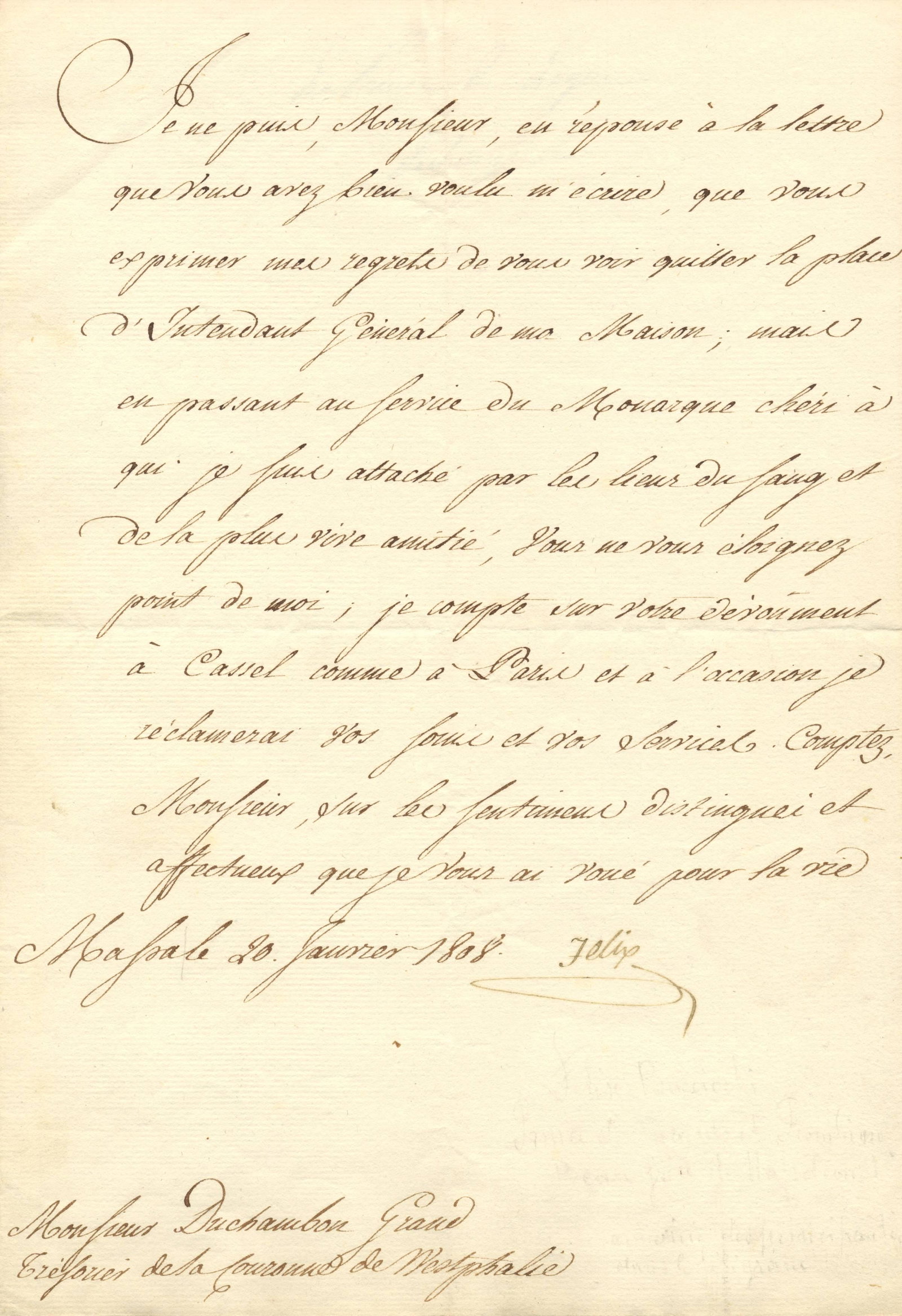 BONAPARTE ELISA: (1777-1820): BONAPARTE ELISA: (1777-1820) Grand Duchess of Tuscany 1809-14. Younger sister of Napoleon Bonaparte. Wife of Felix Baciocchi. A good L.S., 'Elisa', one page, small 4to, 15th December 1812, to the Mini